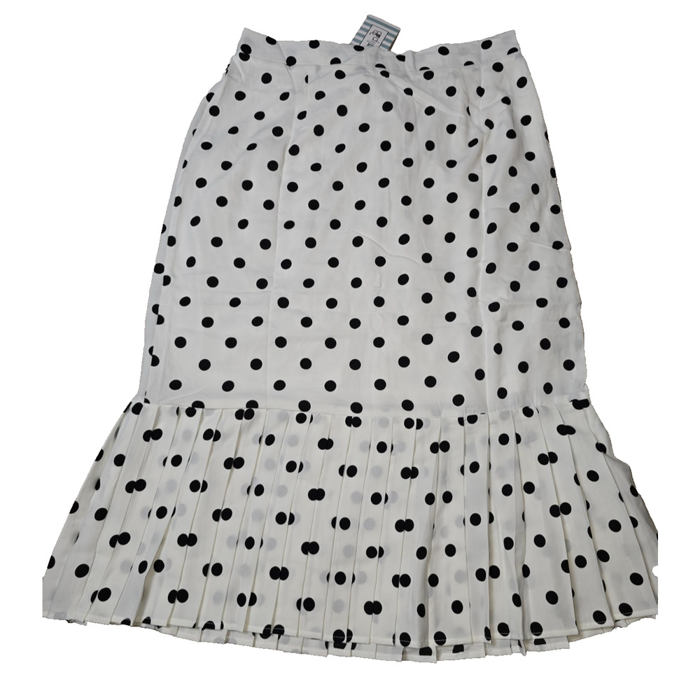 Tulip B Polka Dot Midi Skirt Large NWT Pleated Hem Lined Retro Vintage Style - Picture 3 of 9